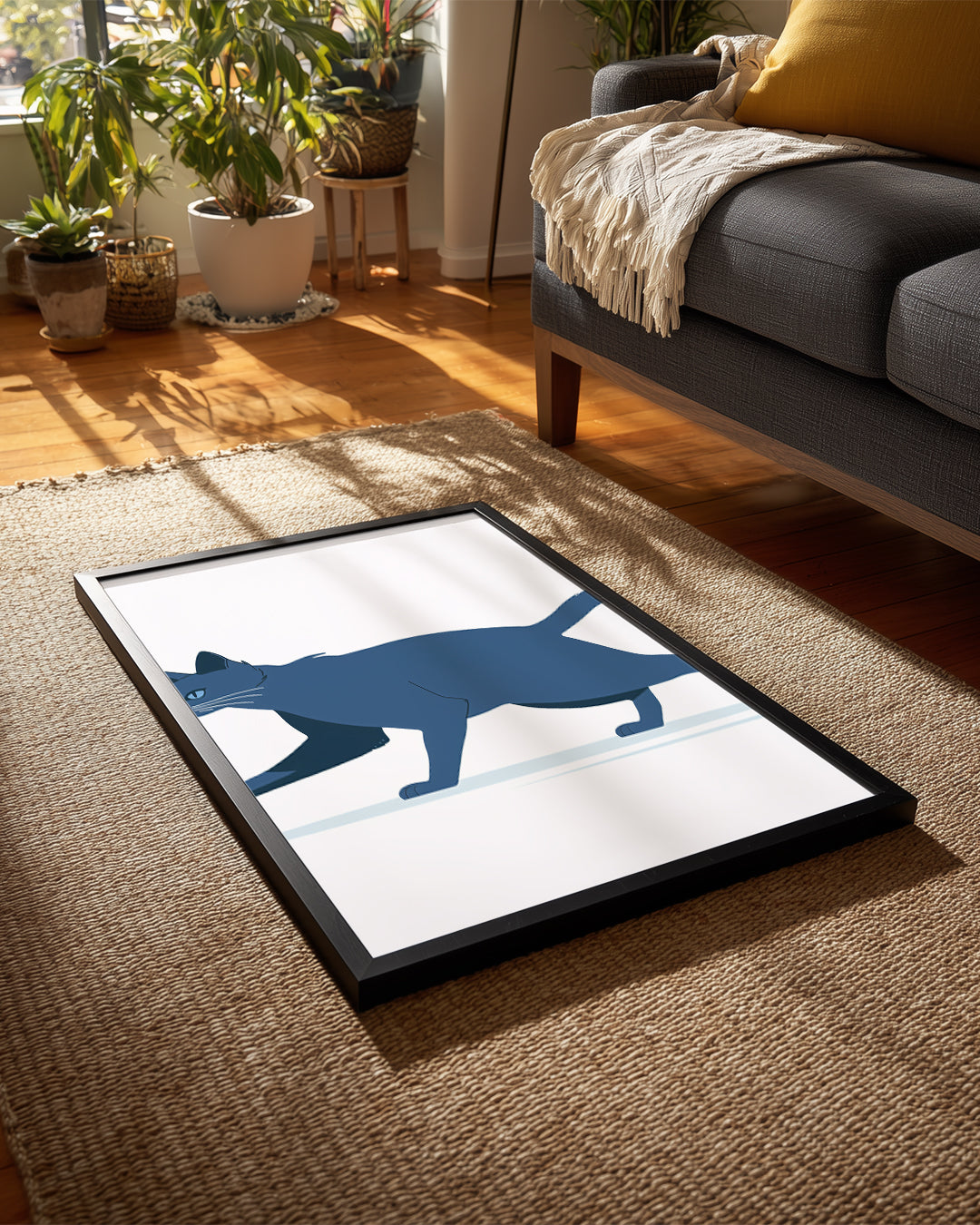 Kedi - Mavi Tüy Yürüyüşü Poster Tablosu