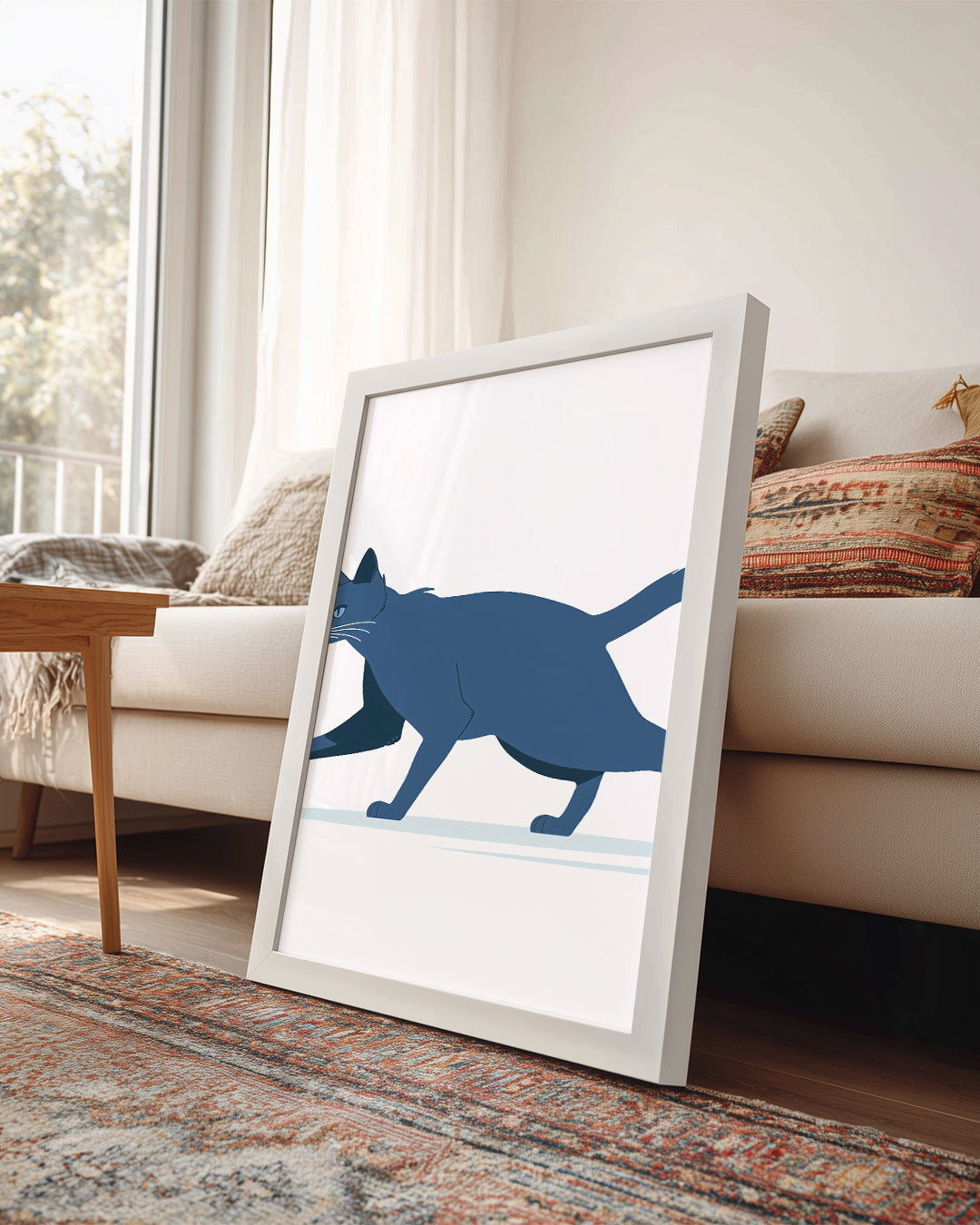 Kedi - Mavi Tüy Yürüyüşü Poster Tablosu