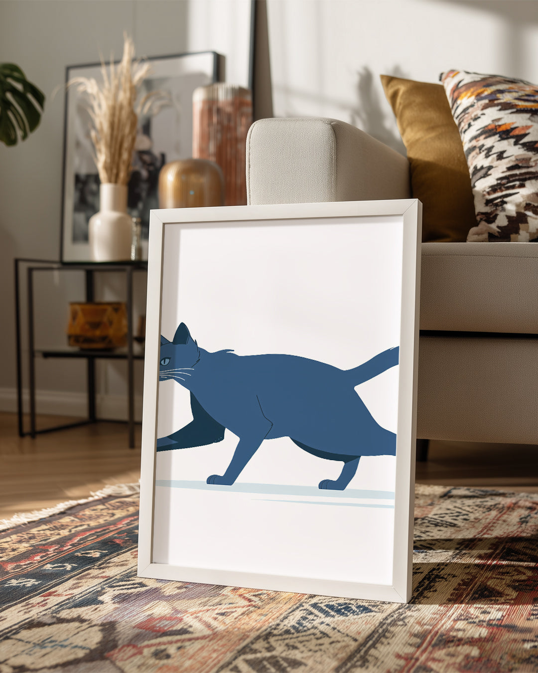 Kedi - Mavi Tüy Yürüyüşü Poster Tablosu