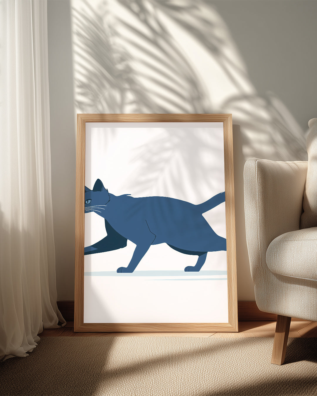 Kedi - Mavi Tüy Yürüyüşü Poster Tablosu