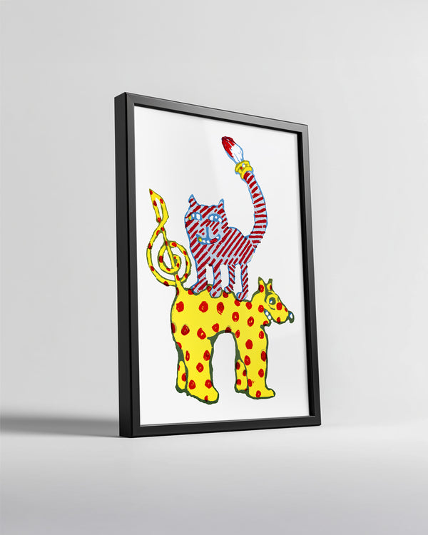 Kedi - Rengarenk Figürler Poster Tablosu