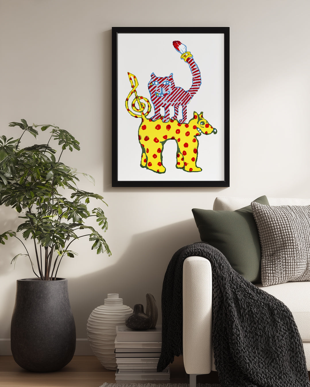 Kedi - Rengarenk Figürler Poster Tablosu
