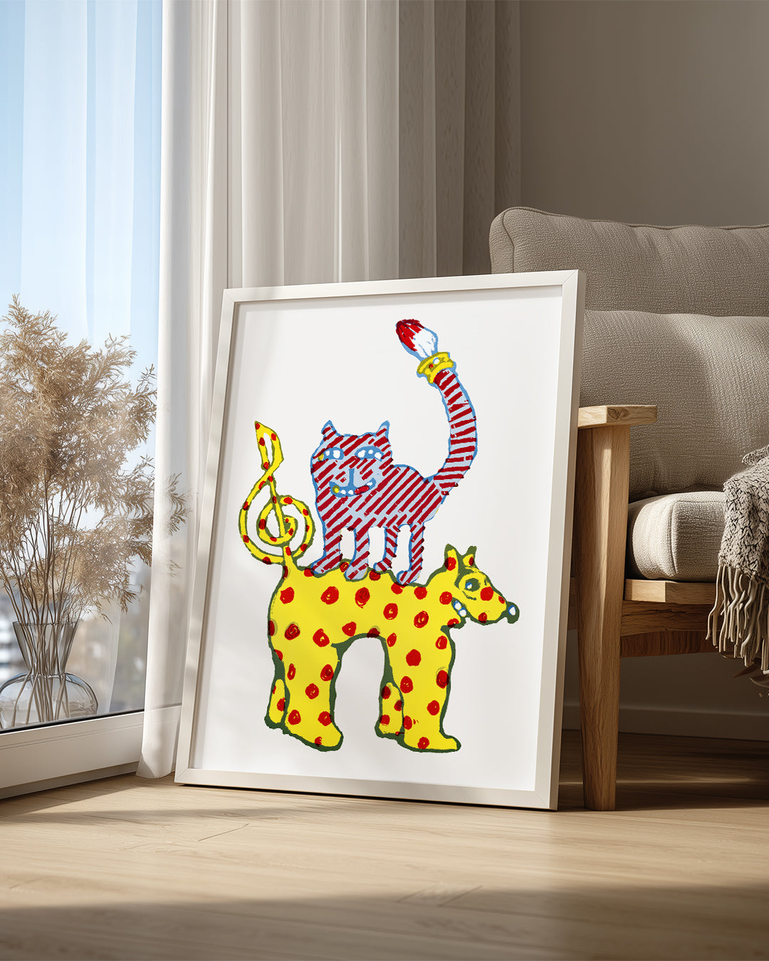 Kedi - Rengarenk Figürler Poster Tablosu