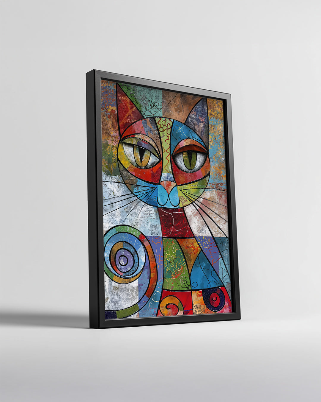 Kedi - Renkli Geometrik Desenler Poster Tablosu