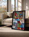 Kedi - Renkli Geometrik Desenler Poster Tablosu