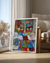 Kedi - Renkli Geometrik Desenler Poster Tablosu