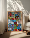 Kedi - Renkli Geometrik Desenler Poster Tablosu