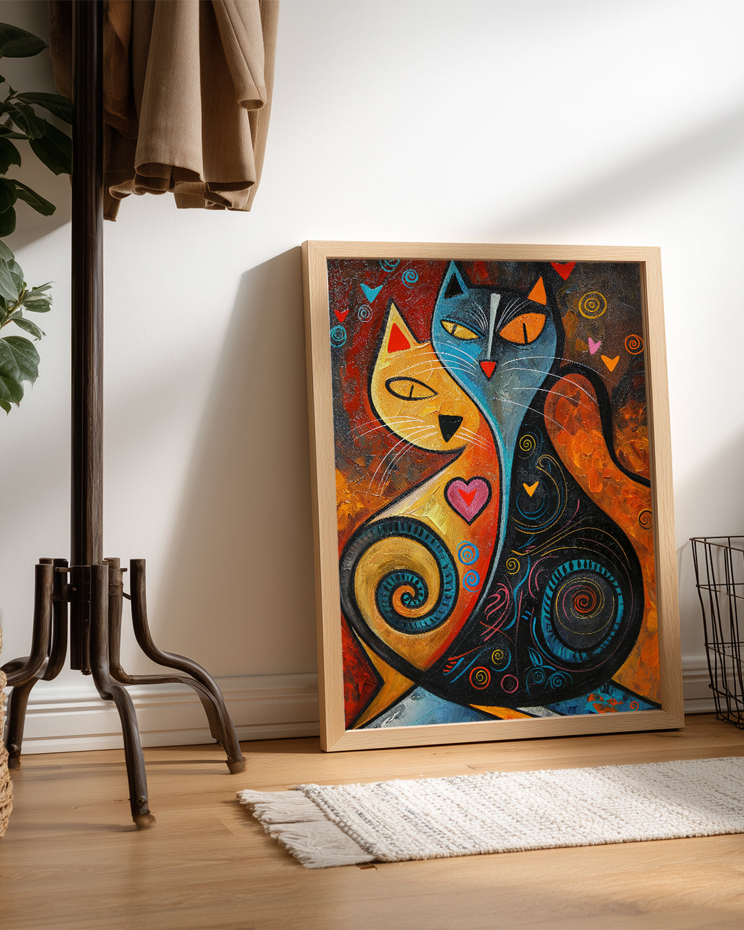 Kedi - Renkli Soyut Tasarım Poster Tablosu