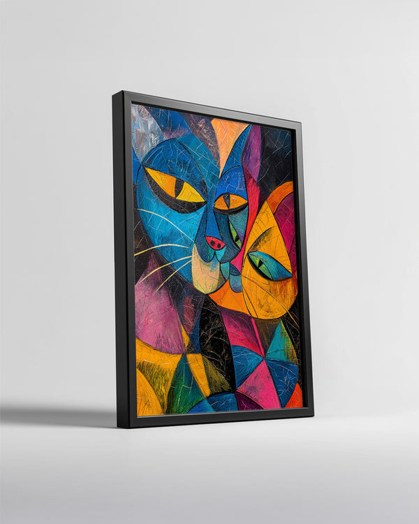 Kedi - Renkli Stilize Tasarım Poster Tablosu