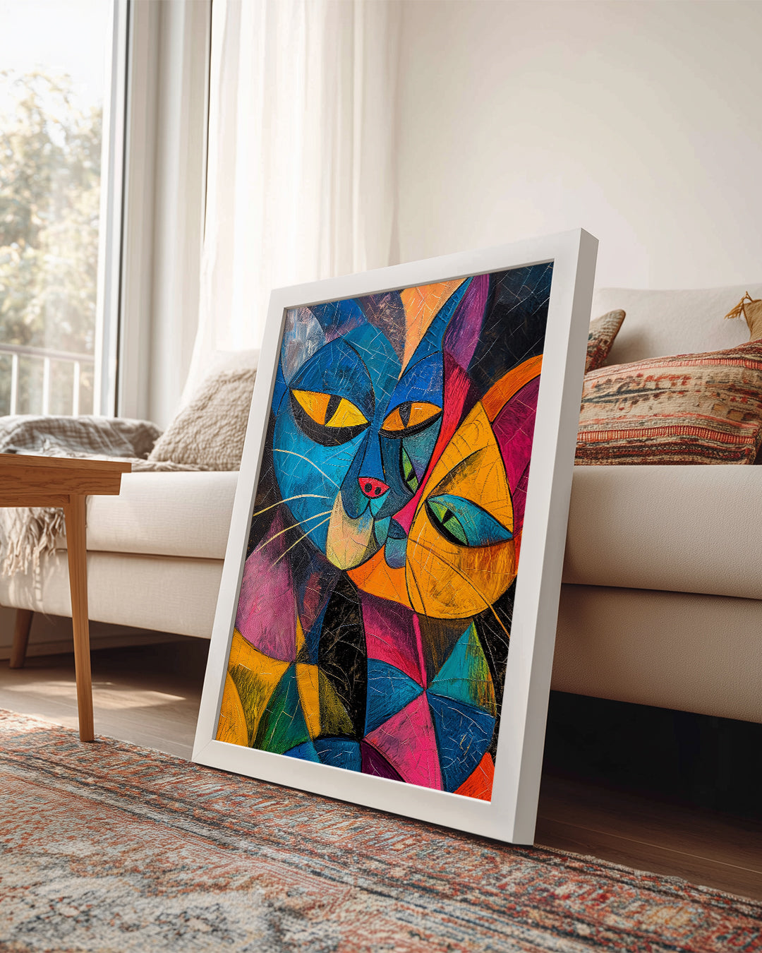 Kedi - Renkli Stilize Tasarım Poster Tablosu