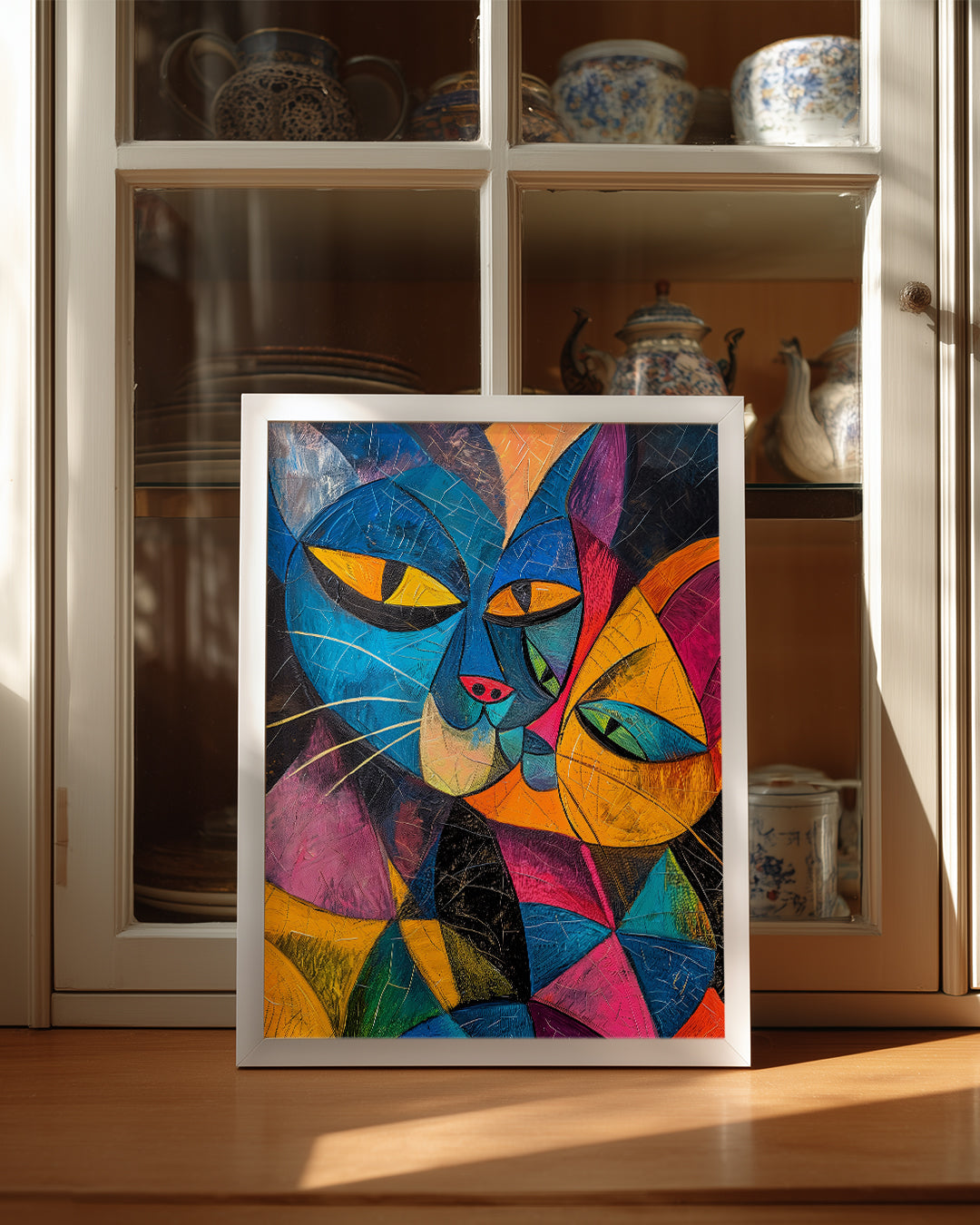 Kedi - Renkli Stilize Tasarım Poster Tablosu
