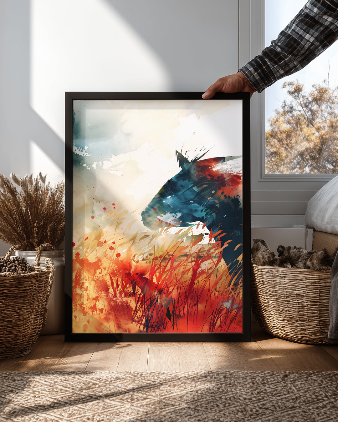 Kedi - Renkli Su Renkleri Poster Tablosu