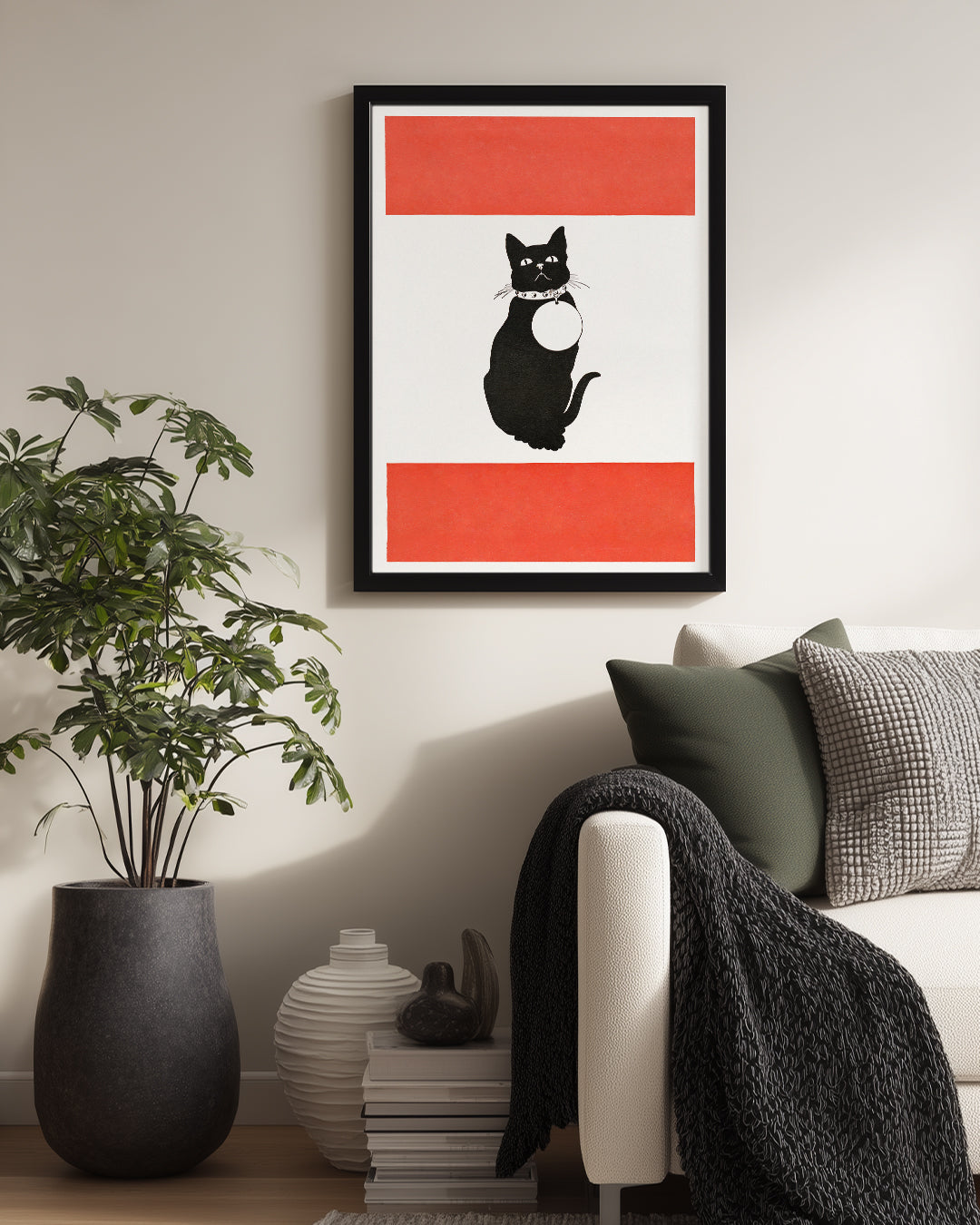 Kedi - Siyah Siluet Poster Tablosu