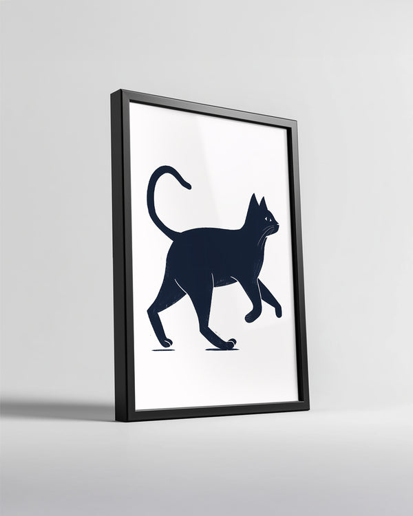 Kedi - Siyah Siluet Yürüyüşü Poster Tablosu
