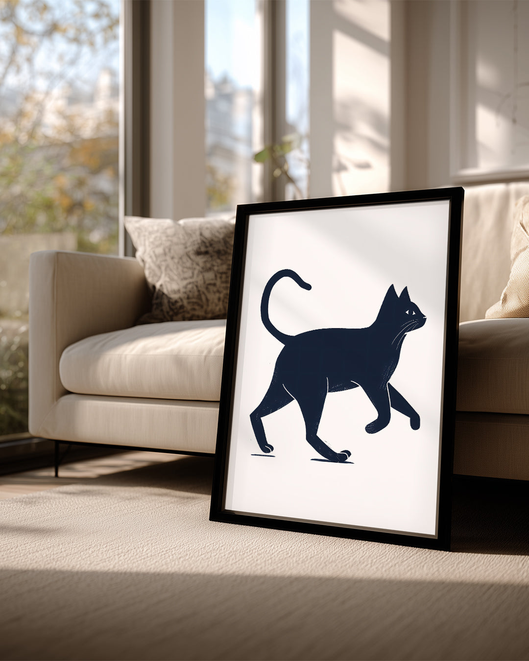 Kedi - Siyah Siluet Yürüyüşü Poster Tablosu