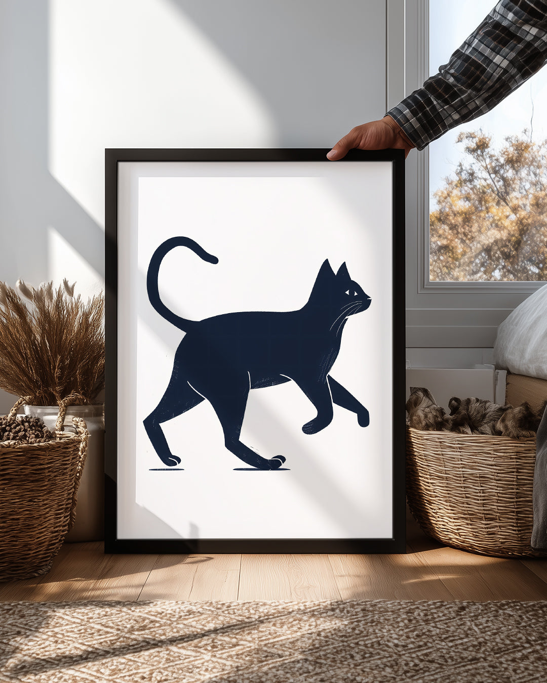 Kedi - Siyah Siluet Yürüyüşü Poster Tablosu