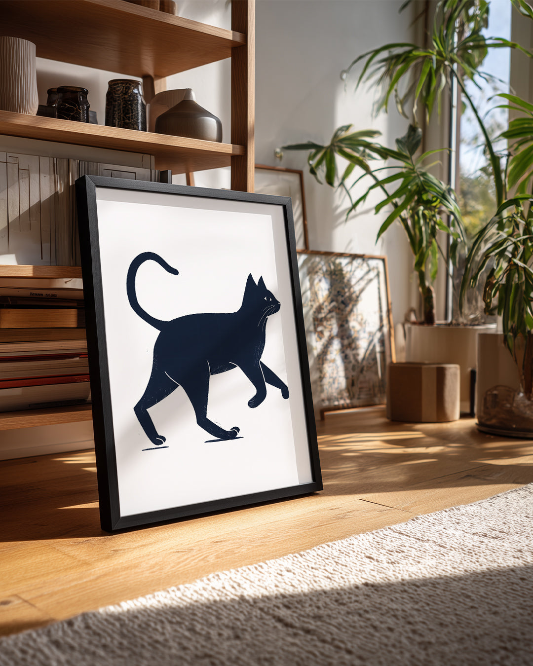Kedi - Siyah Siluet Yürüyüşü Poster Tablosu