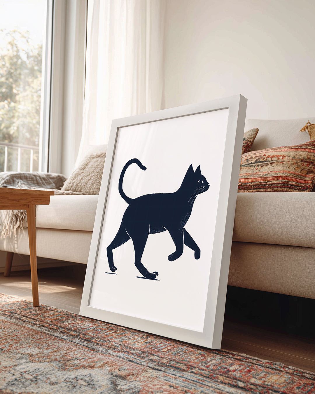 Kedi - Siyah Siluet Yürüyüşü Poster Tablosu
