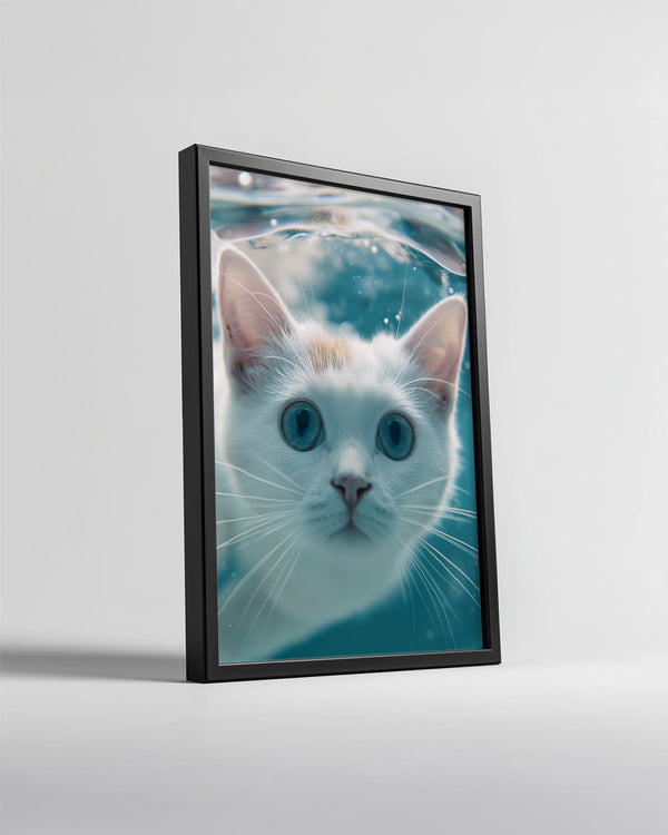 Kedi - Su Altında Yüzme Poster Tablosu