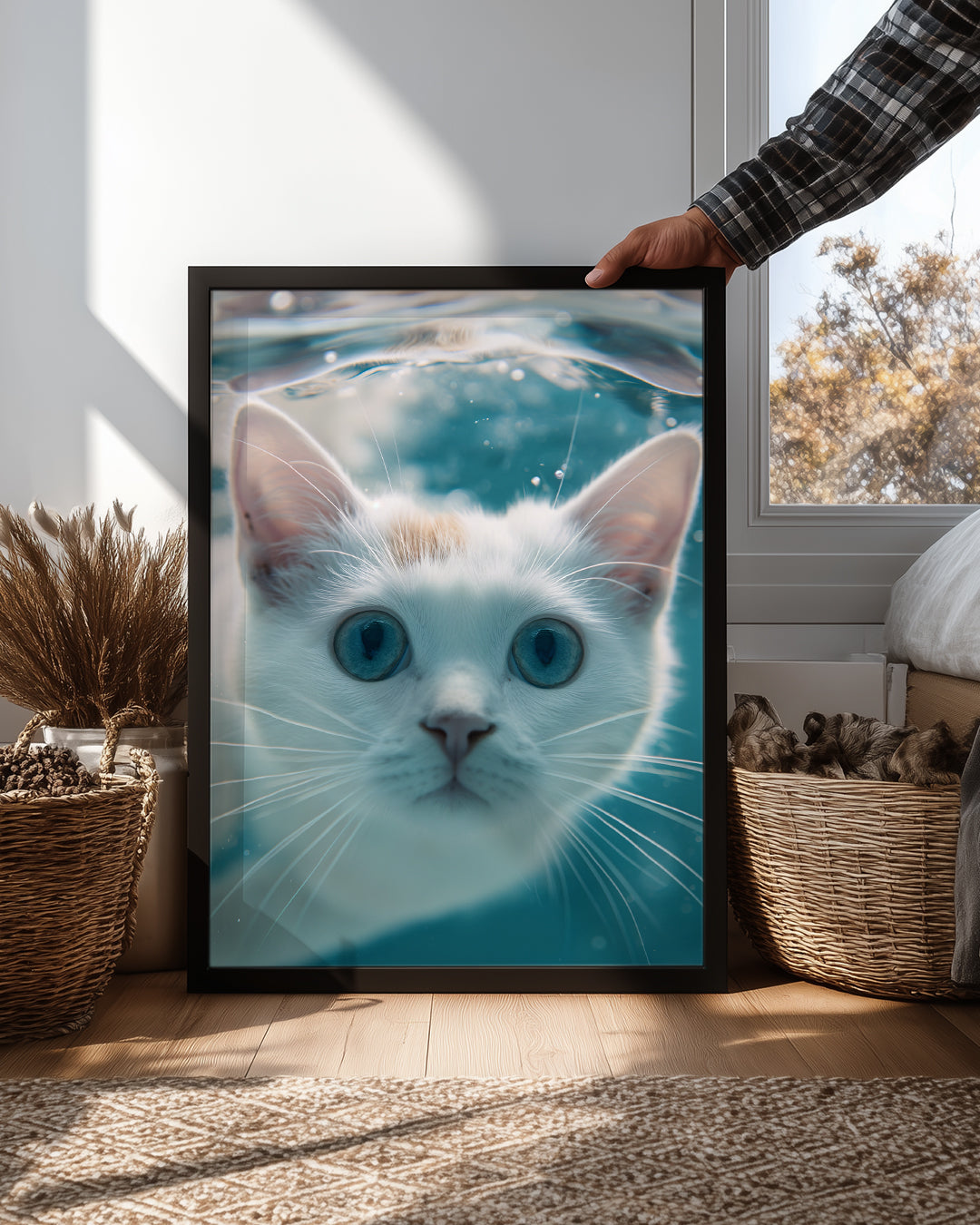 Kedi - Su Altında Yüzme Poster Tablosu