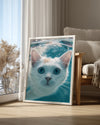 Kedi - Su Altında Yüzme Poster Tablosu