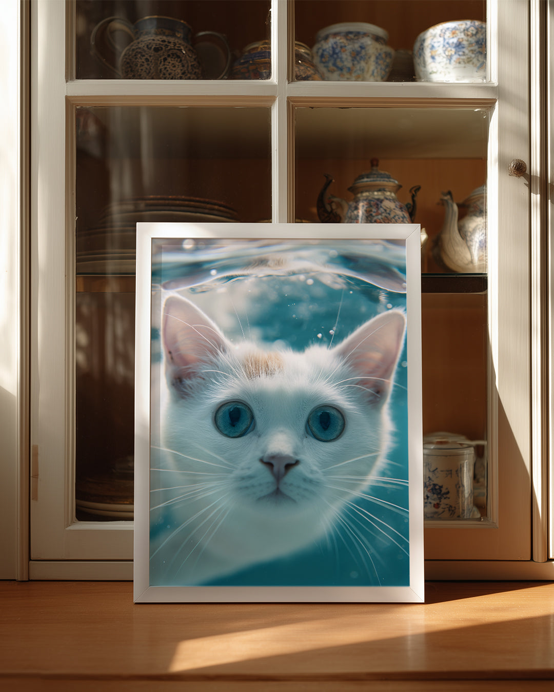 Kedi - Su Altında Yüzme Poster Tablosu