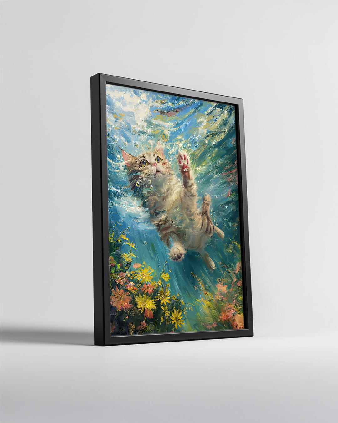 Kedi - Su Altında Yüzüş Poster Tablosu