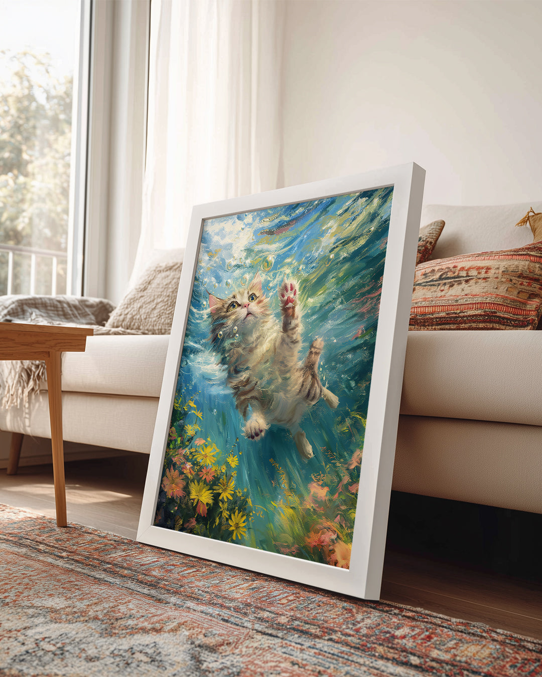 Kedi - Su Altında Yüzüş Poster Tablosu