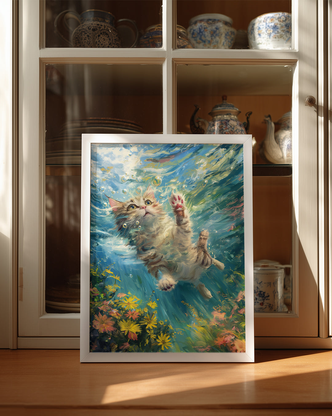 Kedi - Su Altında Yüzüş Poster Tablosu