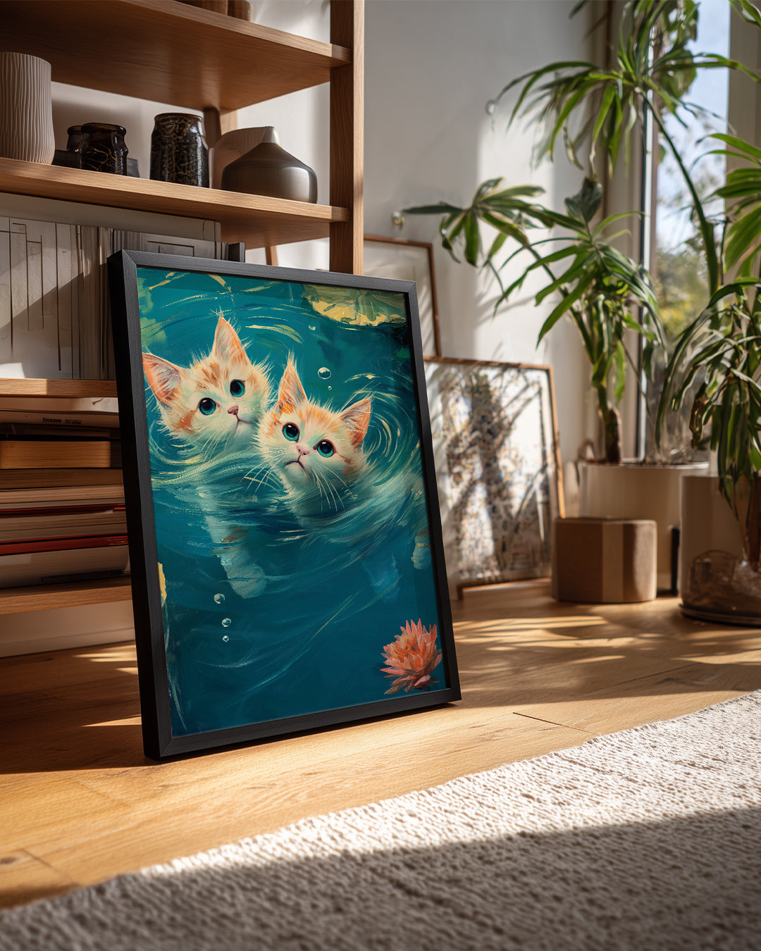 Kedi - Su İçinde Yüzme Poster Tablosu
