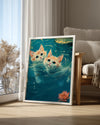 Kedi - Su İçinde Yüzme Poster Tablosu
