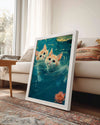 Kedi - Su İçinde Yüzme Poster Tablosu