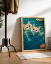 Kedi - Su İçinde Yüzme Poster Tablosu