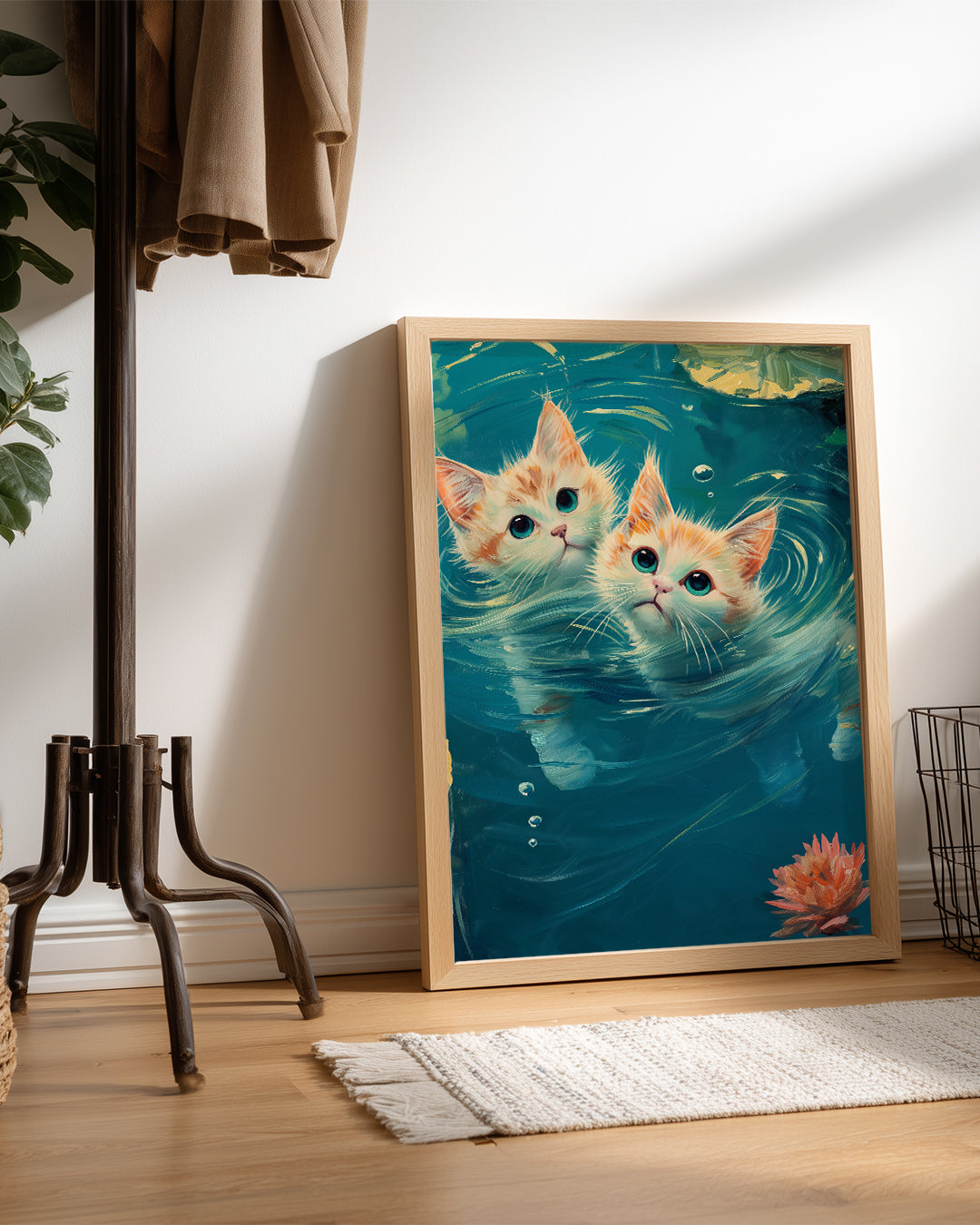 Kedi - Su İçinde Yüzme Poster Tablosu