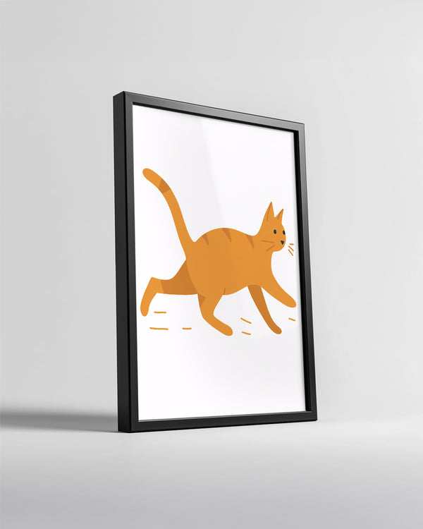 Kedi - Turuncu Çizgili Koşu Poster Tablosu