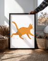 Kedi - Turuncu Çizgili Koşu Poster Tablosu