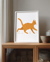 Kedi - Turuncu Çizgili Koşu Poster Tablosu