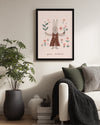 Kedi Çiçek Süslemesi - Sevgi Dolu Tavşan İllüstrasyonu Poster Tablosu