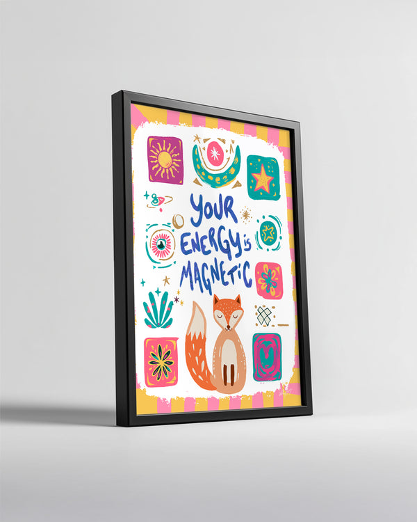 Kedi Temalı Sanat - Enerji Ve Çekim Kuvveti Teması Poster Tablosu