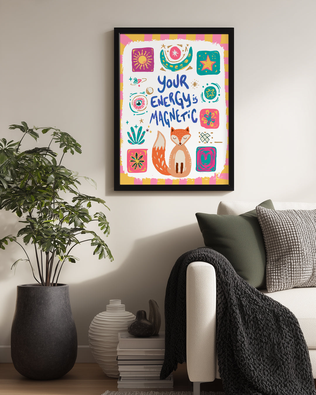 Kedi Temalı Sanat - Enerji Ve Çekim Kuvveti Teması Poster Tablosu