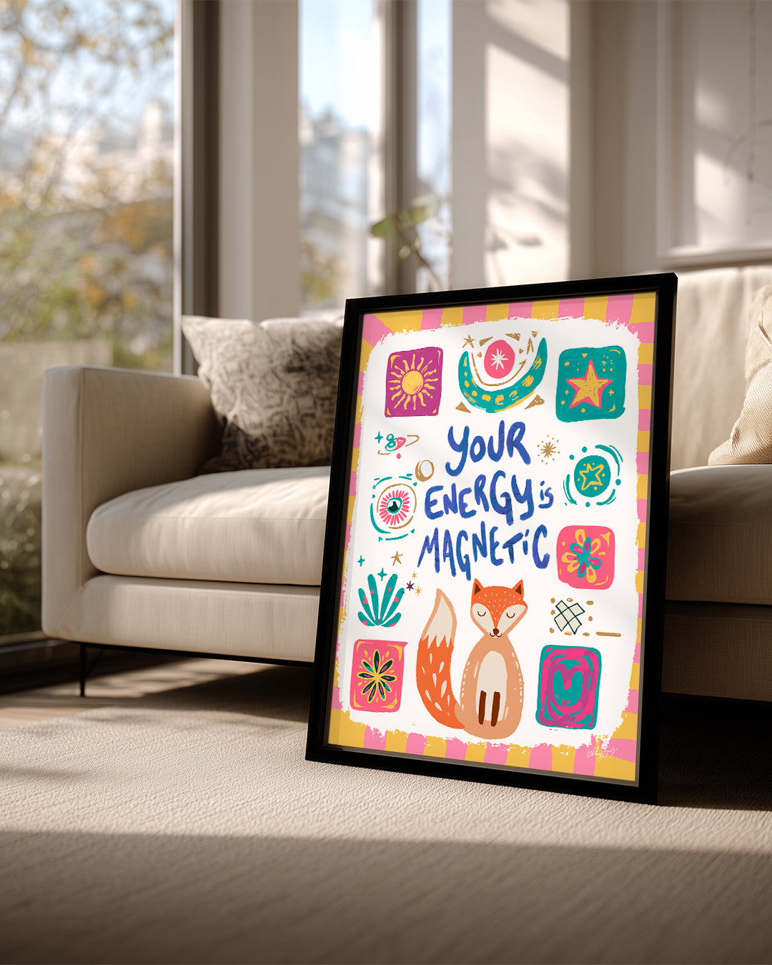 Kedi Temalı Sanat - Enerji Ve Çekim Kuvveti Teması Poster Tablosu