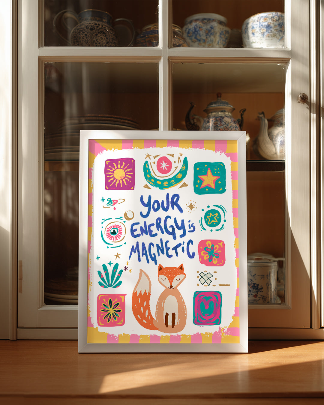Kedi Temalı Sanat - Enerji Ve Çekim Kuvveti Teması Poster Tablosu
