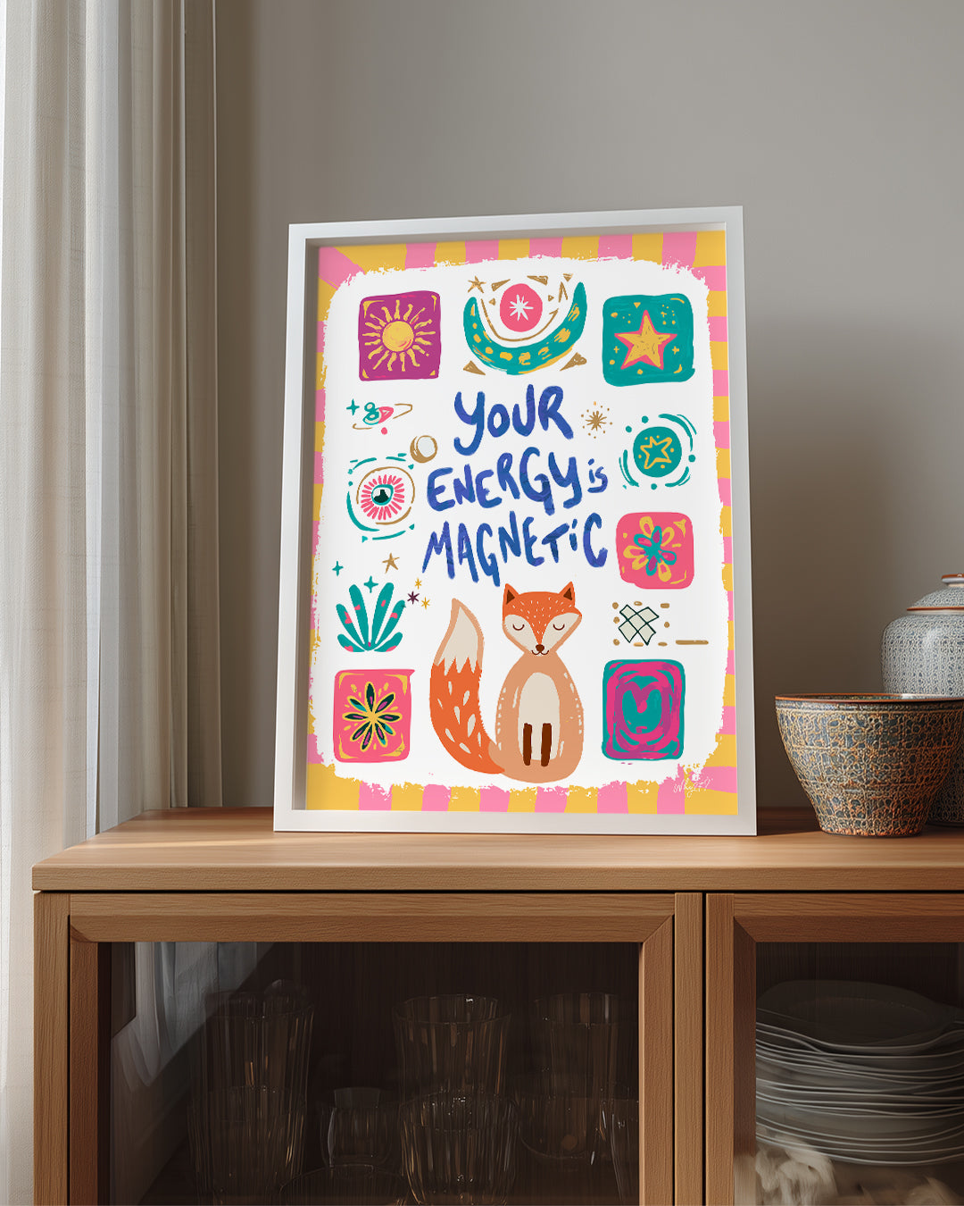 Kedi Temalı Sanat - Enerji Ve Çekim Kuvveti Teması Poster Tablosu