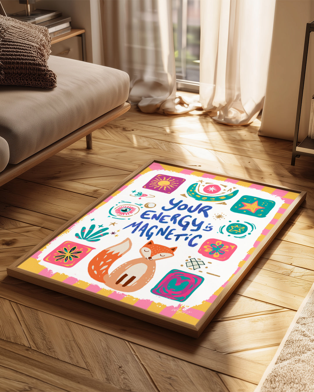 Kedi Temalı Sanat - Enerji Ve Çekim Kuvveti Teması Poster Tablosu