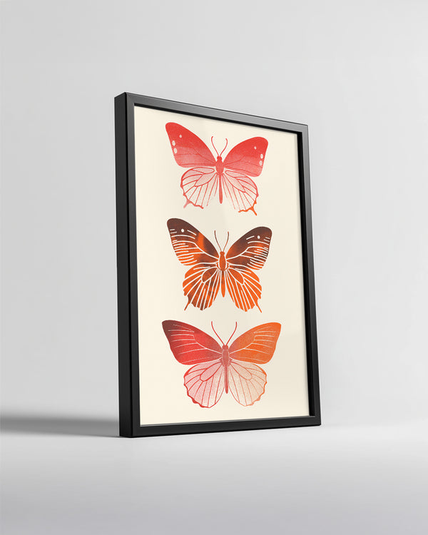 Kelebek - Kırmızı Kanat Deseni Poster Tablosu