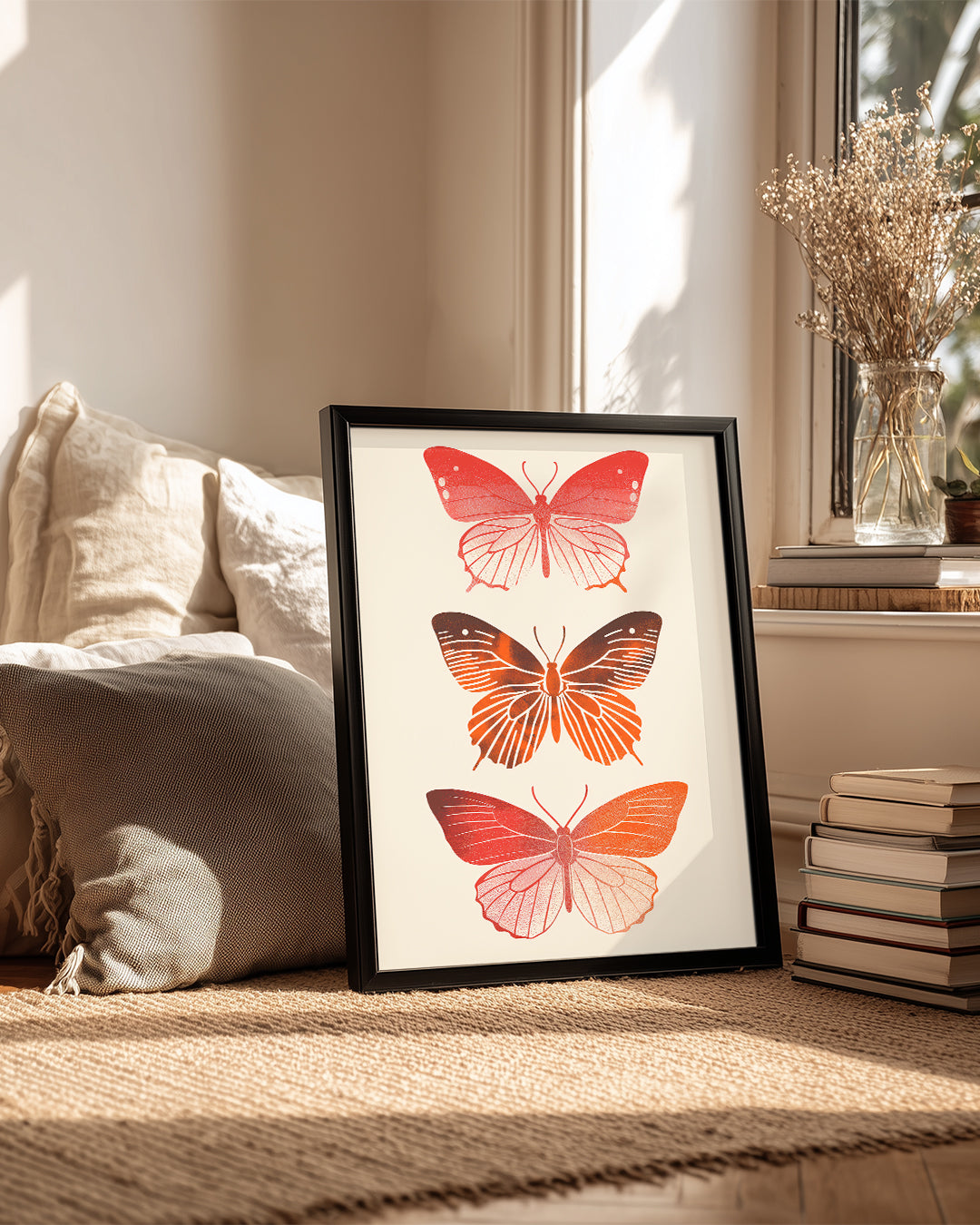 Kelebek - Kırmızı Kanat Deseni Poster Tablosu