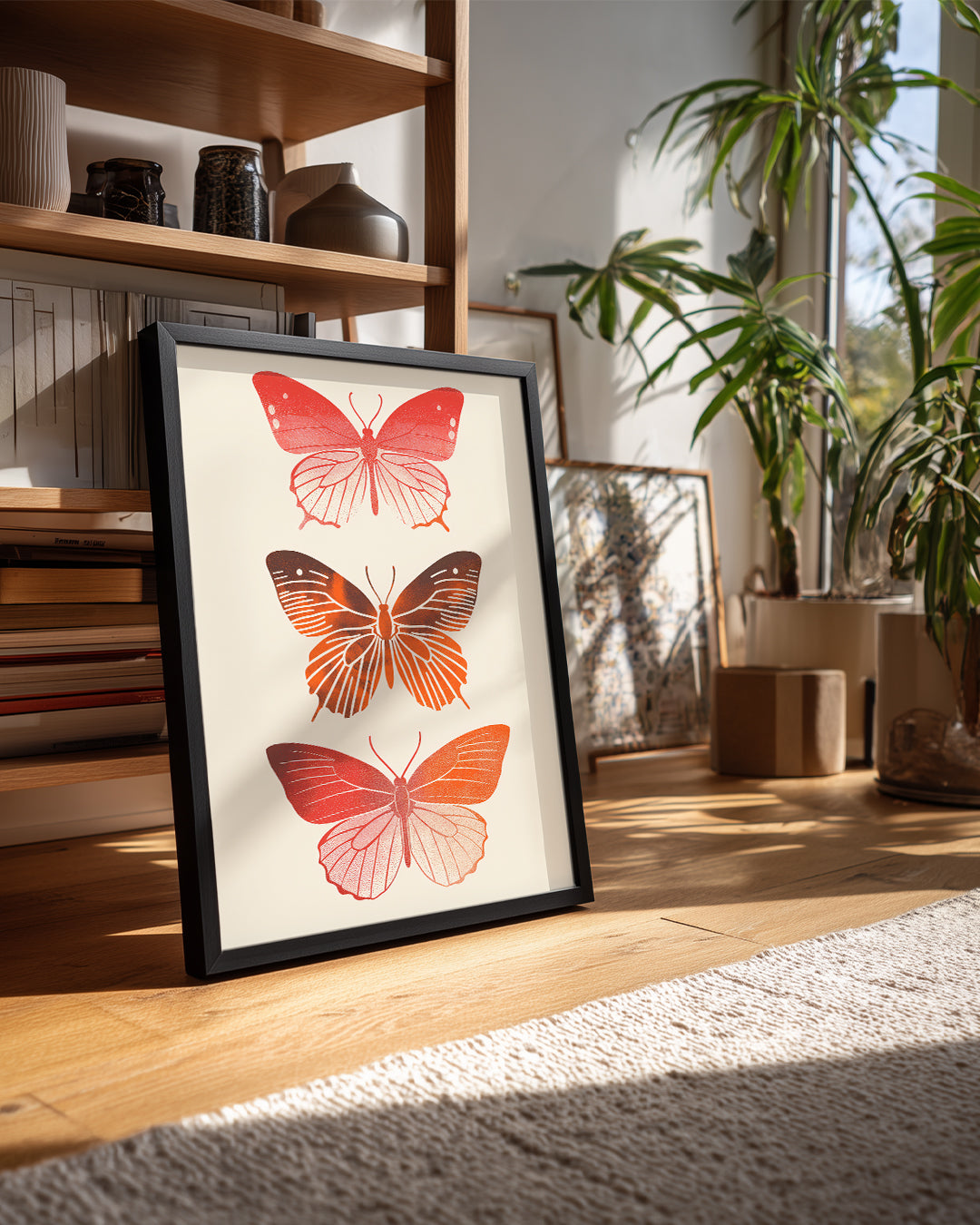 Kelebek - Kırmızı Kanat Deseni Poster Tablosu