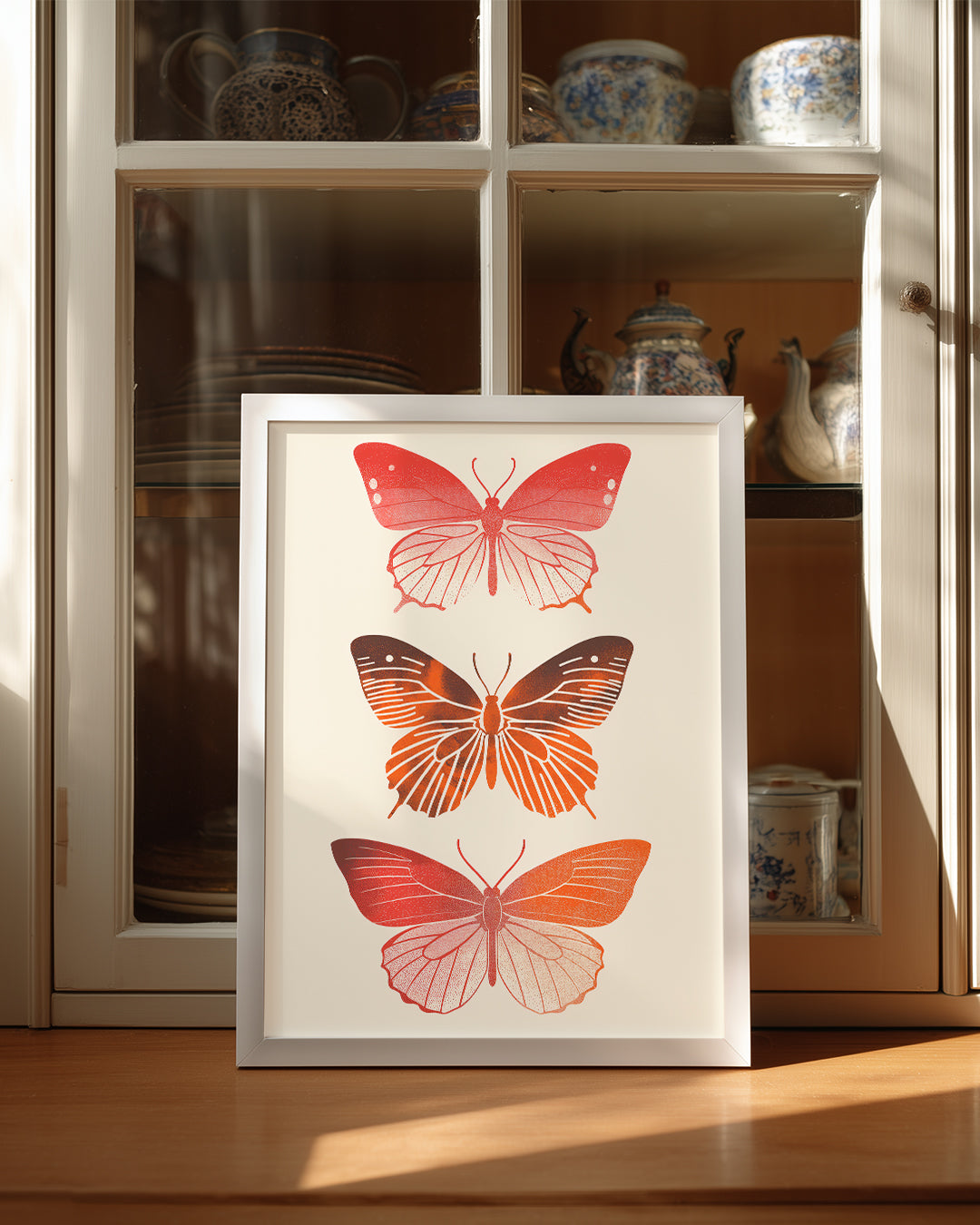 Kelebek - Kırmızı Kanat Deseni Poster Tablosu