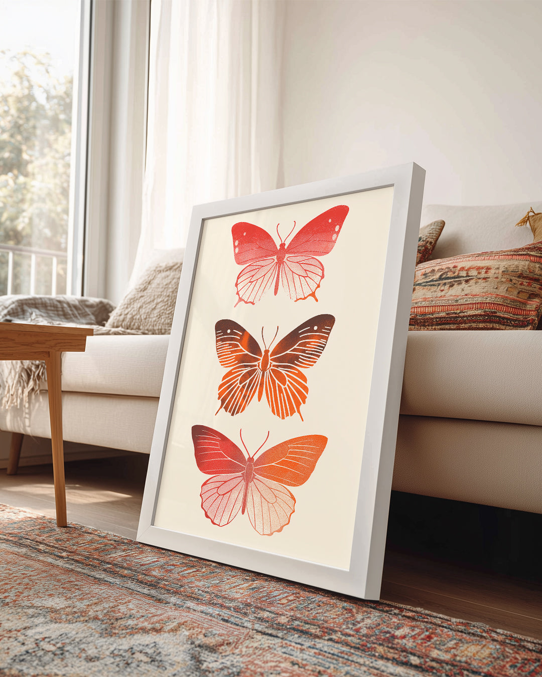 Kelebek - Kırmızı Kanat Deseni Poster Tablosu