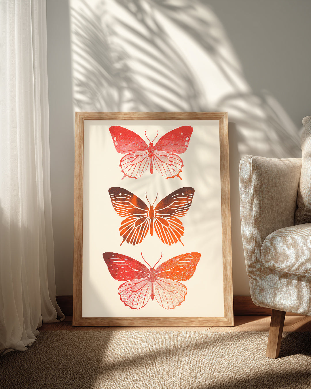 Kelebek - Kırmızı Kanat Deseni Poster Tablosu